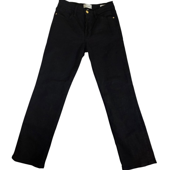 FRAME Women's 27 Black Le High Straight Jeans Film Noir Modern Minimalist - Picture 2 of 8